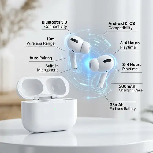 Airs pro 2 Tws wireless Earbuds - White